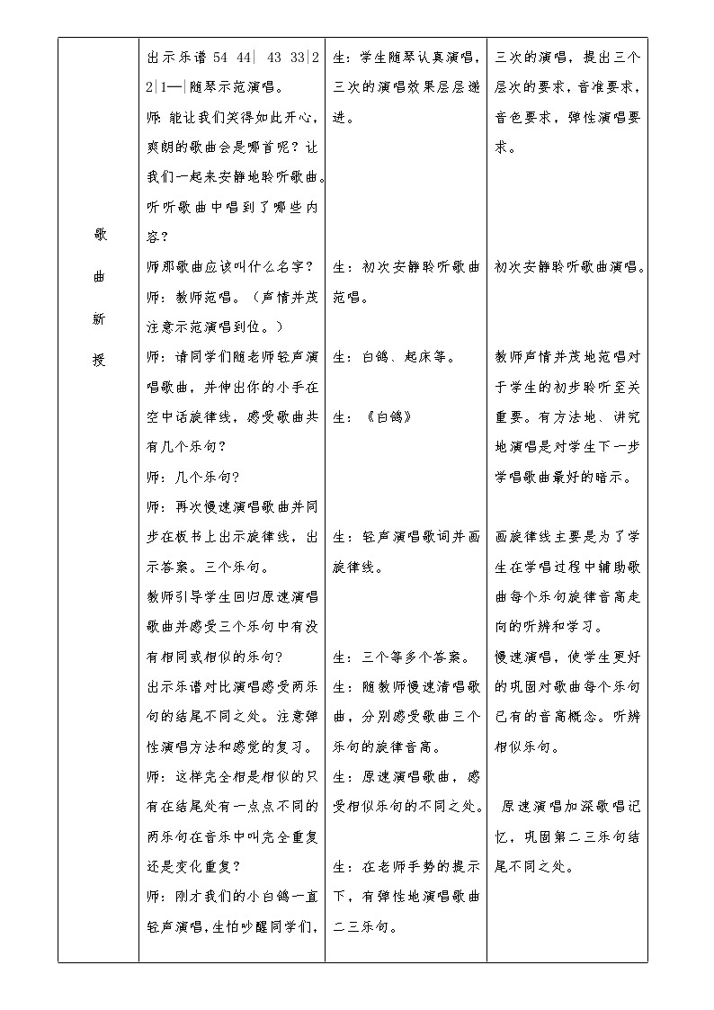 人教新课标三年级上册音乐第六单元 唱歌 白鸽(1)-教案03