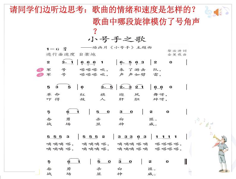 人教新课标三年级上册音乐第三单元 小号手之歌-课件03