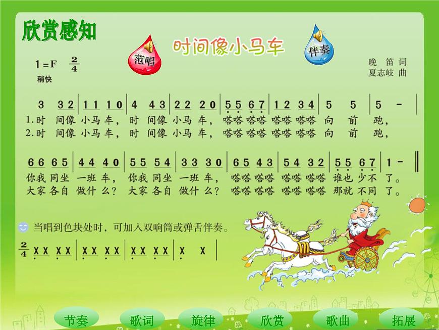 湘藝版 二年級上冊音樂 第四課  時間像小馬車（課件）第4頁