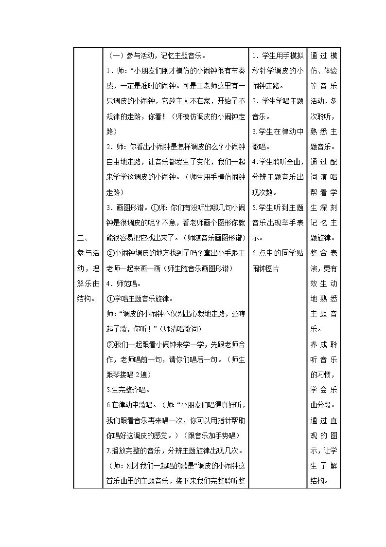 人音版小學(xué)音樂(lè)一年級(jí)下冊(cè) 調(diào)皮的小鬧鐘 教學(xué)設(shè)計(jì)第3頁(yè)