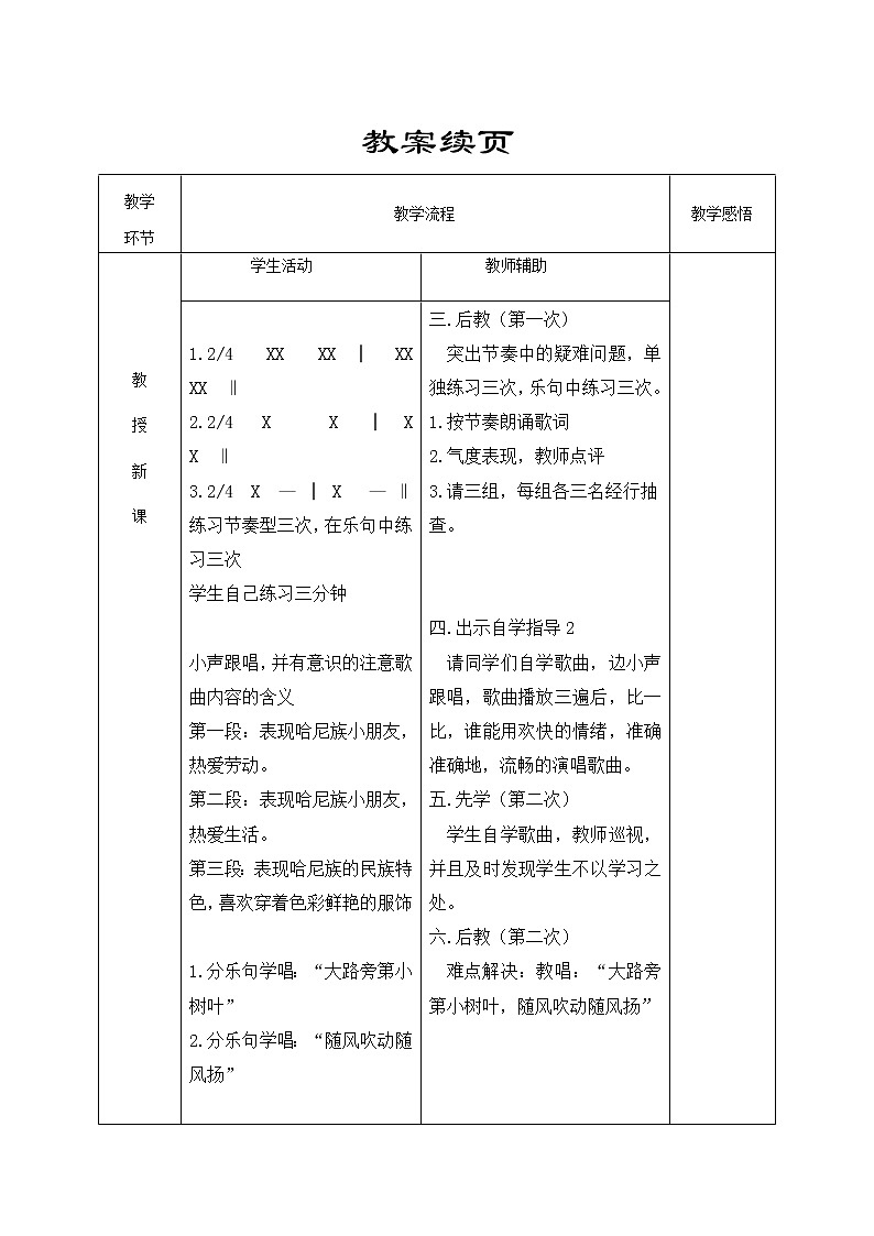 人音小学音乐一上《2其多列》word教案03