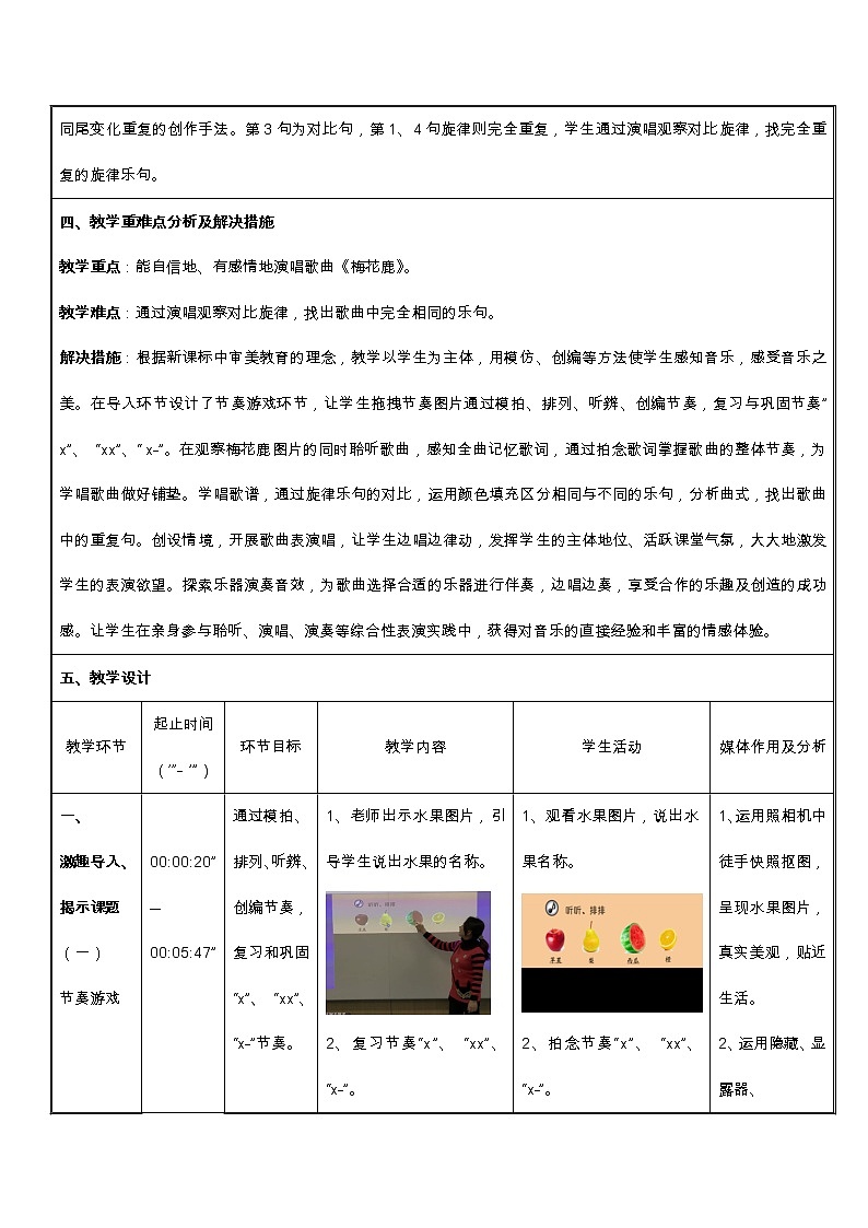 花城版一年级上册音乐 第14课 歌曲《梅花鹿》(教案)第2页