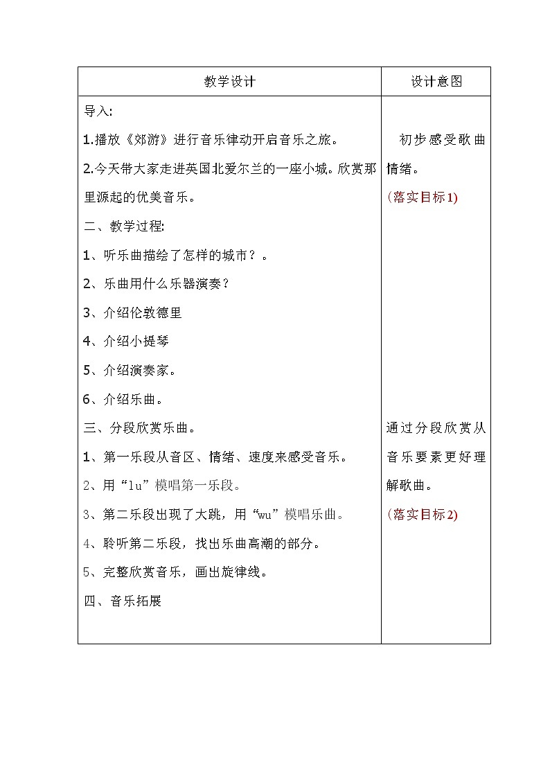 三年级下册音乐教案第二单元 欣赏 伦敦德里小调|人教版 (4)第2页