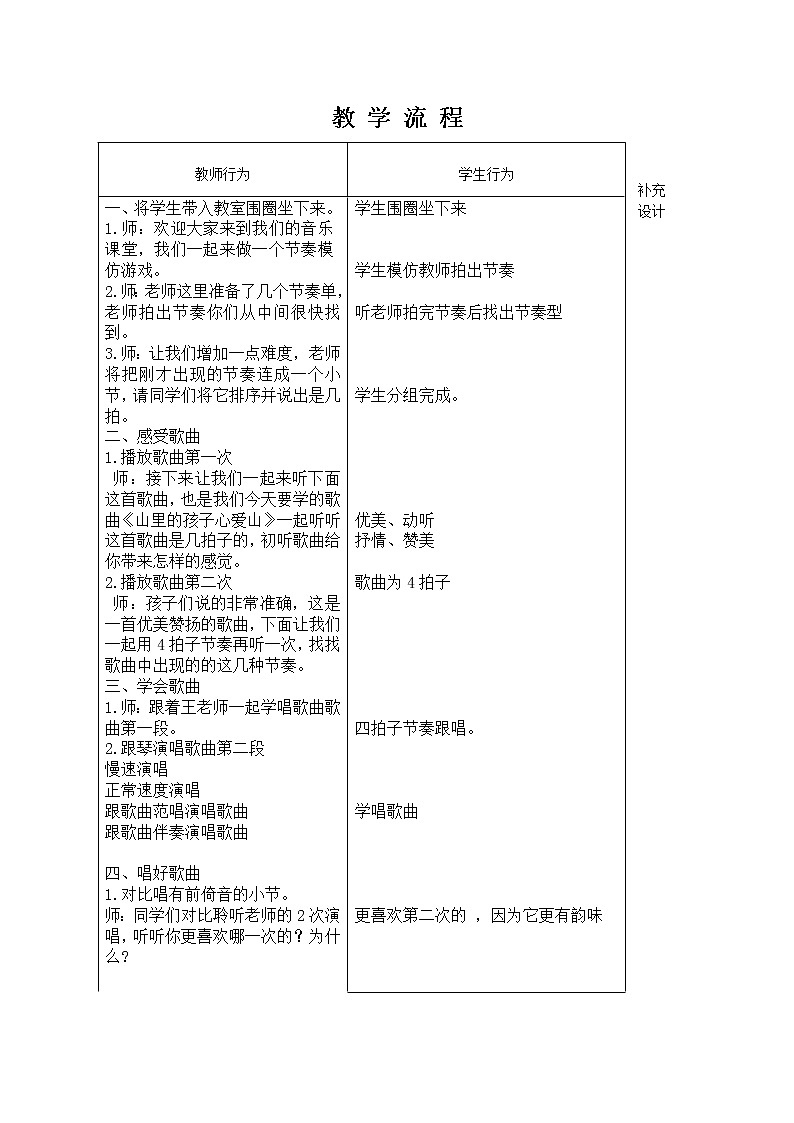 三年级下册音乐教案-8 《山里的孩子心爱山》 ︳人音版02