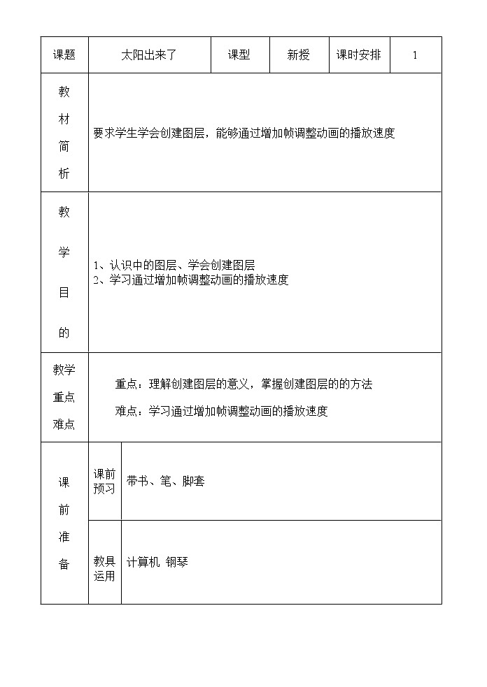 三年級(jí)下冊(cè)音樂教案第一單元唱歌 太陽出來了|人教版 (1)第1頁