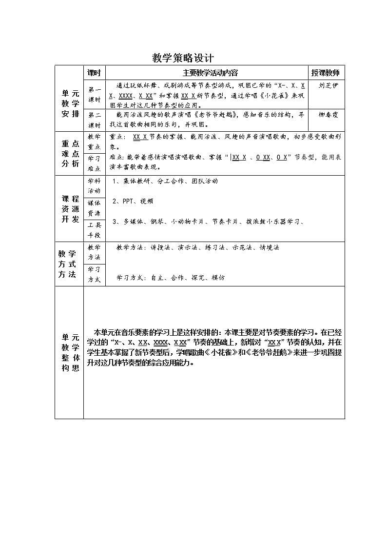 花城版小学音乐二年级上册 7.2《认知音乐节奏(三)小花雀》教学设计03