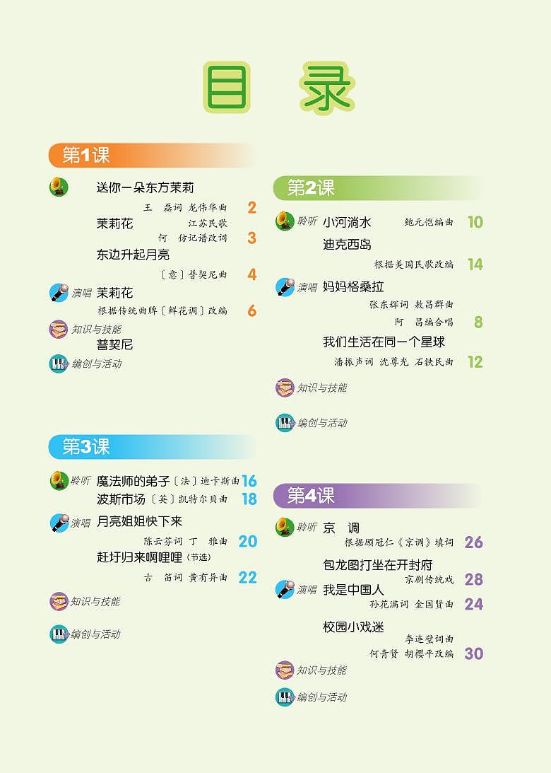 小学音乐人音版(主编敬谱)六年级上册电子教材2024高清PDF电子版 电子课本03