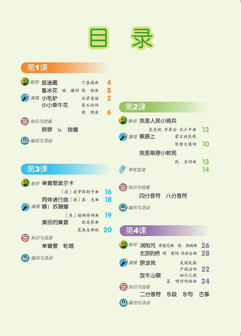 小学音乐人音版(主编:敬谱)三年级上册电子教材(高清)第3页