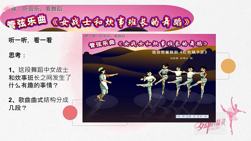 小學(xué)音樂 花城版 三年級(jí)《女戰(zhàn)士和炊事班長的舞蹈》PPT 課件第4頁