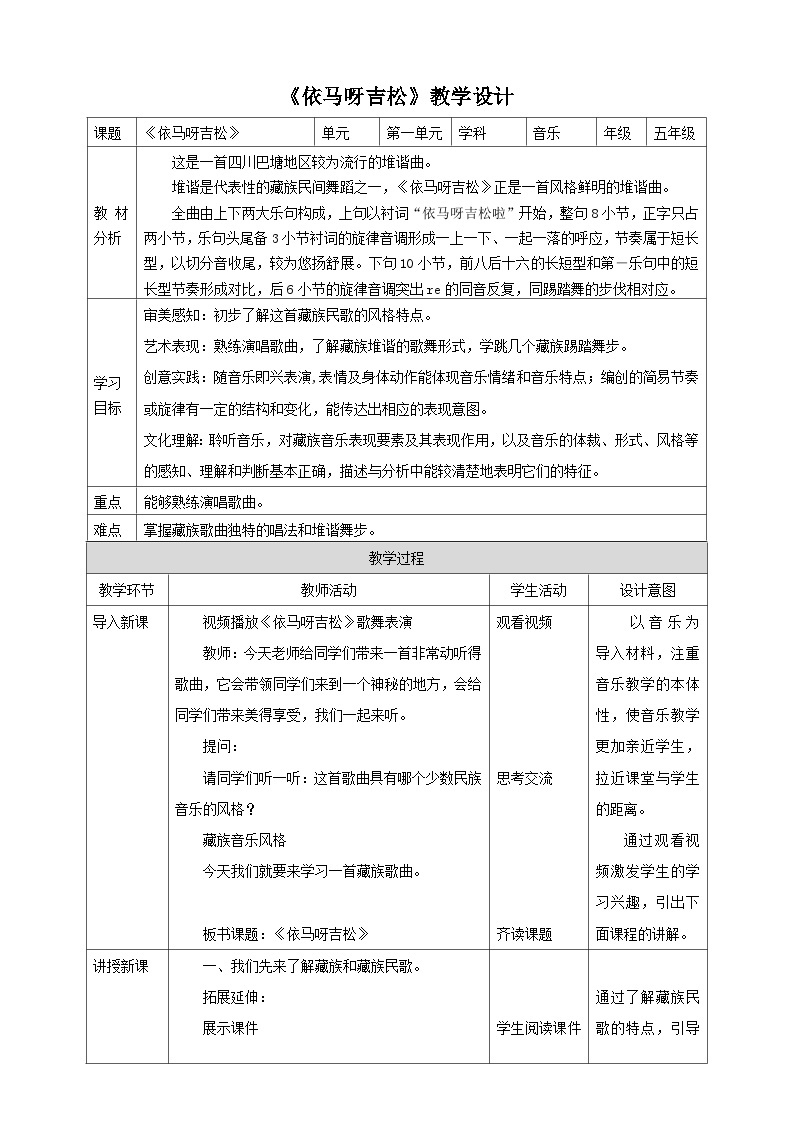 【核心素养】人教版音乐五年级上册1.1《依马呀吉松》课件+教案+素材01