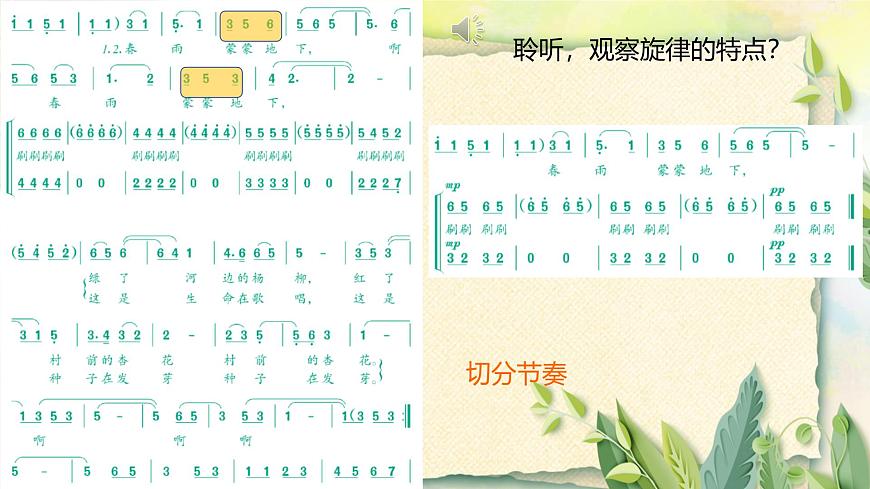 人音版小學(xué)五年級音樂下冊第一單元《春雨蒙蒙地下》課件教案第8頁