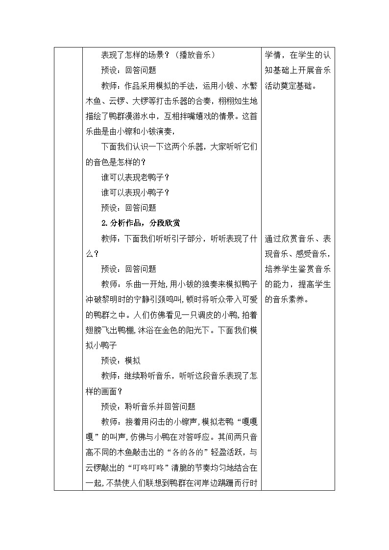 新人音版小学音乐一下 第三单元《聆听 鸭子拌嘴》教案第3页
