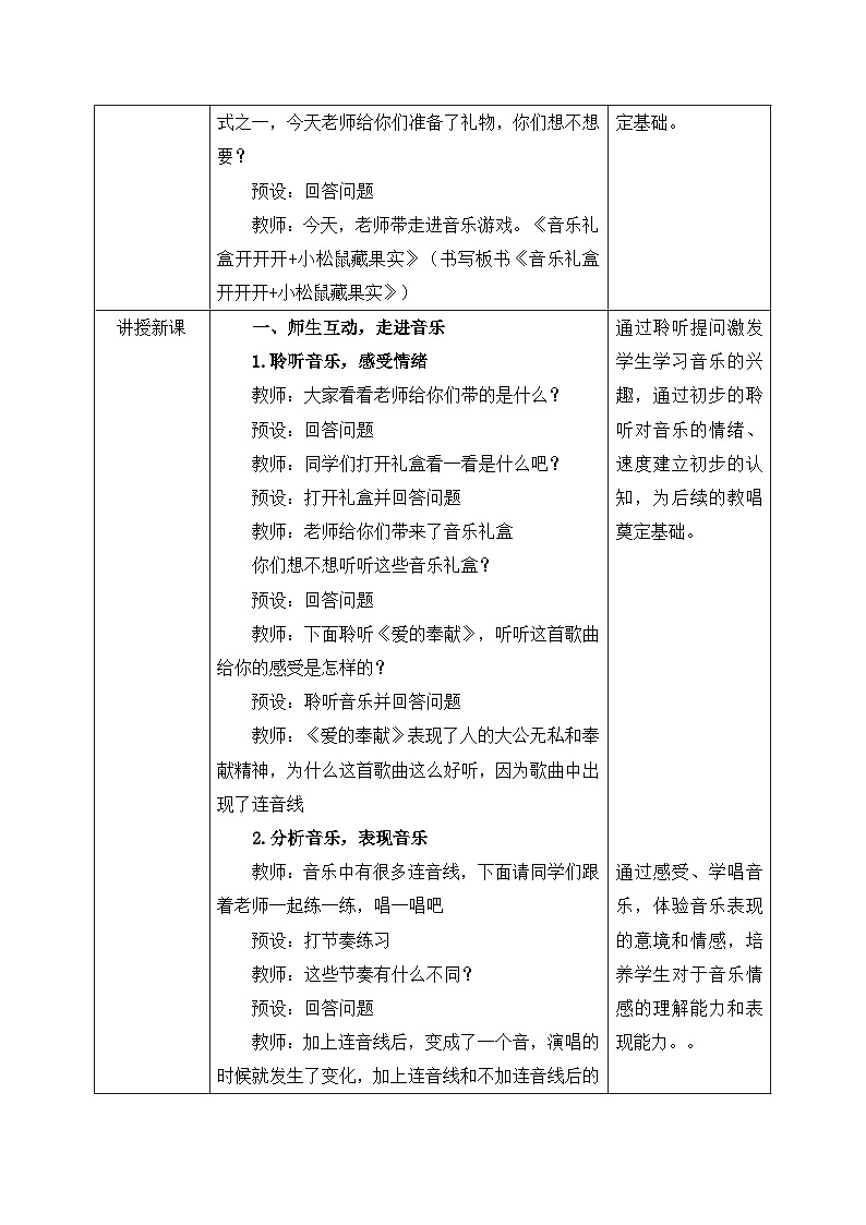 新人教版小学音乐一下第一单元《音乐礼盒开开开+小松鼠藏果实》教案第2页