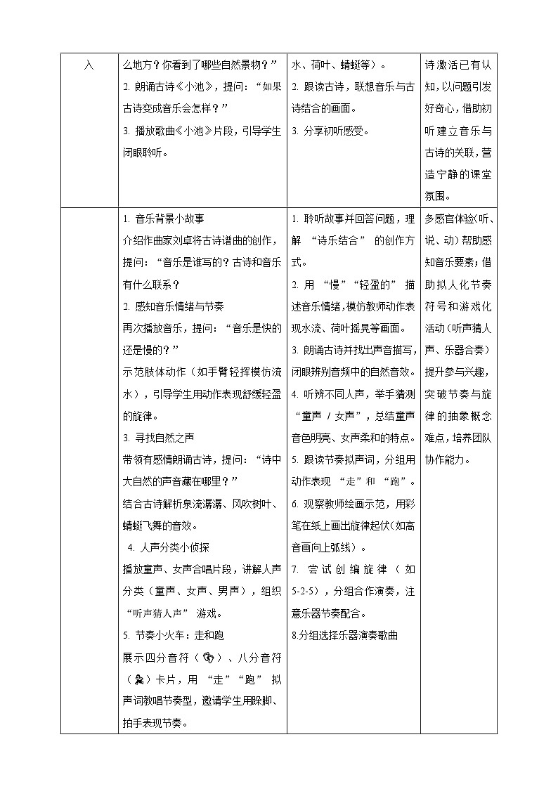 【新课标】西南大学版一年级下册第五单元第三课时《小池》教案第2页