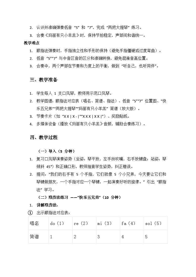 人音版(2024)三年级上册音乐(艺术第四单元《我爱妈妈》(演奏口风琴)备课教案第2页