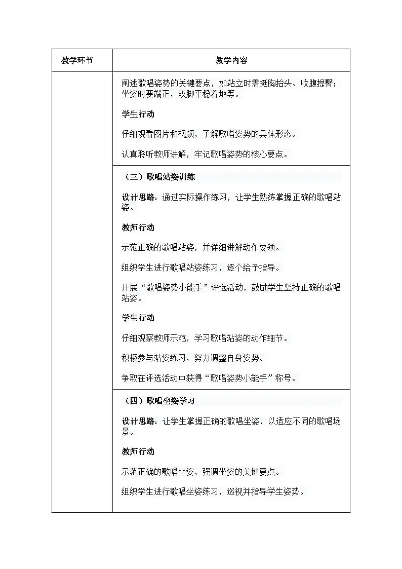 人音版一年级上册音乐第一单元《歌唱姿势》教案第3页