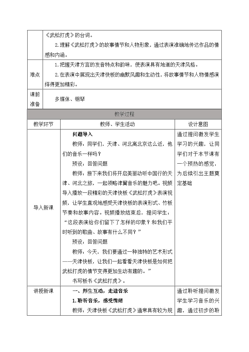 新人教版小学音乐二上第二单元《戏乐翻天 我们一起打快板》教案第2页