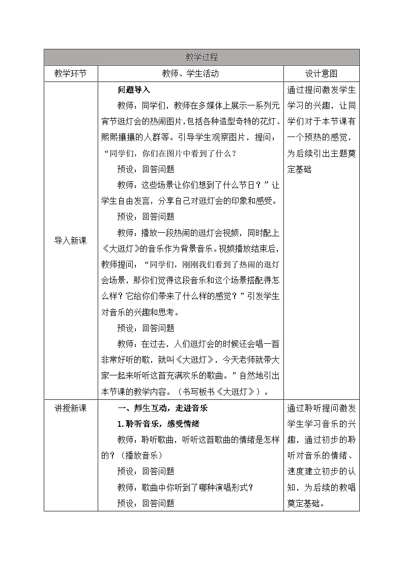 新人教版小学音乐二上第二单元《小小歌唱家 大逛灯》教案第2页