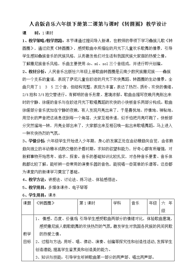 人音版六下第二单元第一课时《转圆圈》课件+教案+音视频素材01