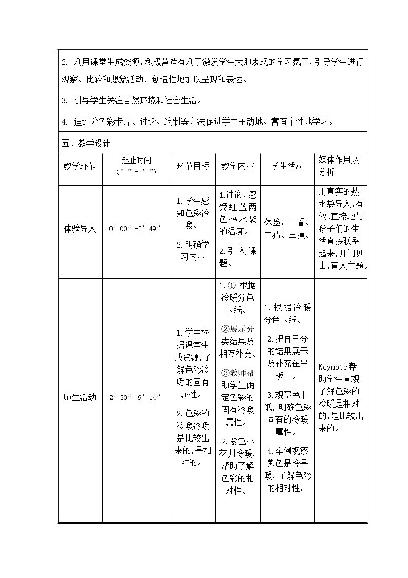 美术四年级上册教案-第1课 冷色和暖色2-苏少版第2页
