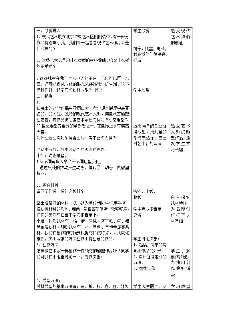 河北美术出版社小学美术六年级下册 4.线材成型 教案02