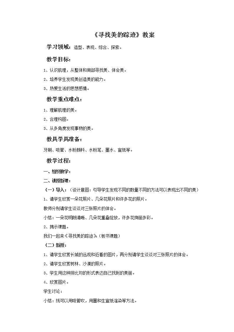 《寻找美的踪迹》教案第1页