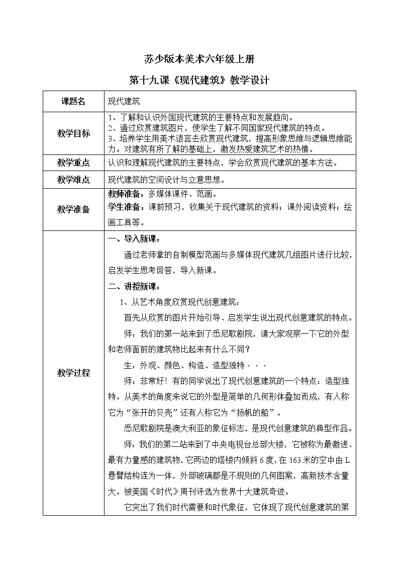 第19课《现代建筑》课件PPT+教学设计01