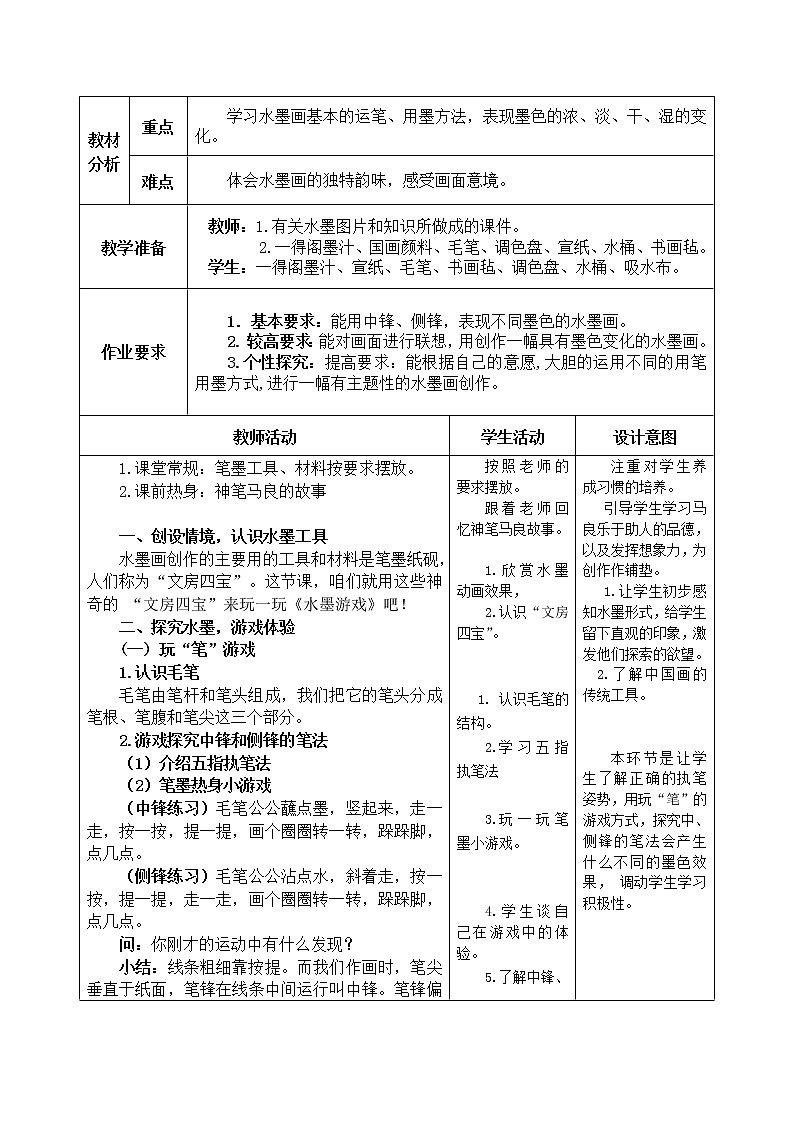 人教版三年級(jí)美術(shù)下冊(cè) 第1課 水墨游戲 (3) 教案第2頁(yè)