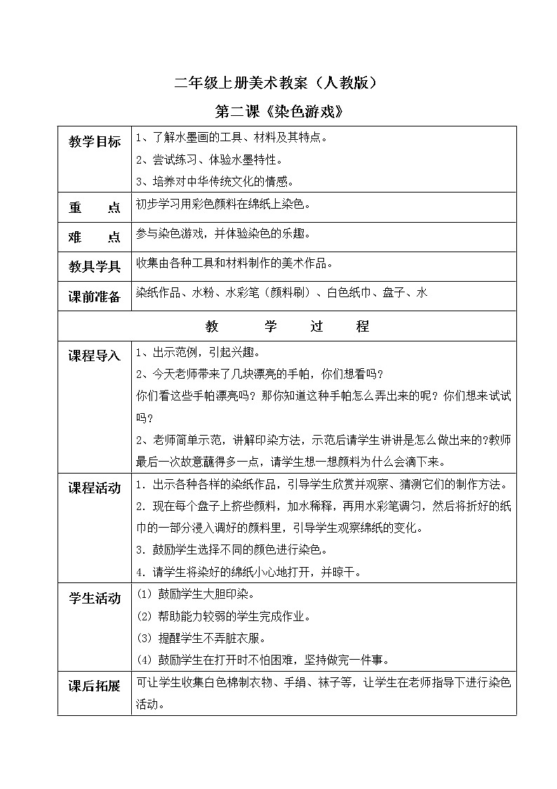 小学美术 二年级上册 第二课《染色游戏》课件PPT+教案01
