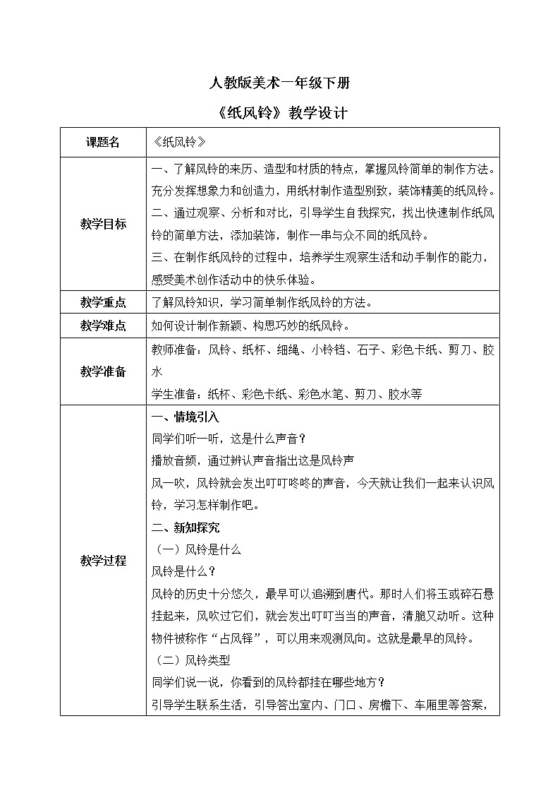 人教版美术一下7.《纸风铃》课件+教学设计+素材01