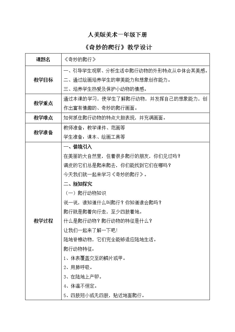 人美版美术一下11.《奇妙的爬行》课件+教学设计01