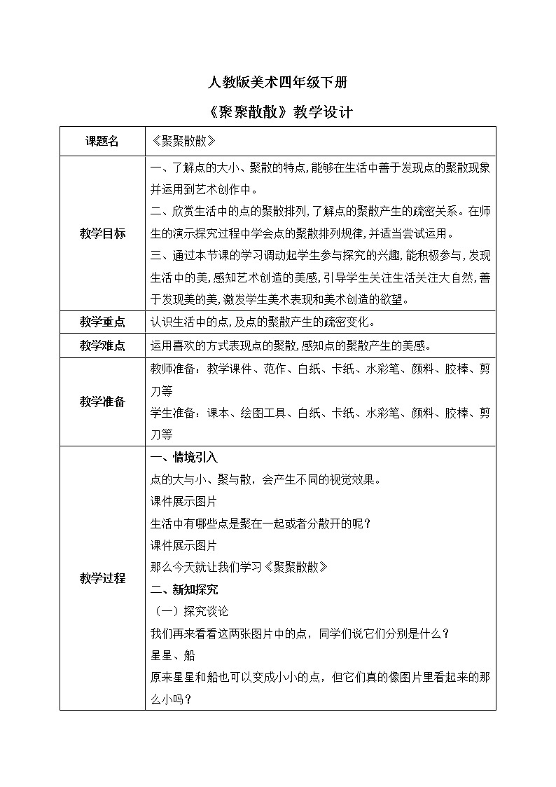 人教版美术四下1.《聚聚散散》课件+教学设计01