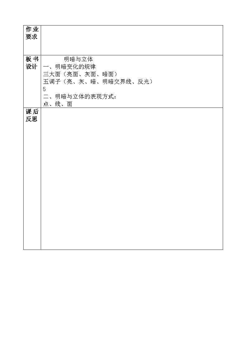人教版小学美术六年级下册表格式教案+单元教学计划+反思03