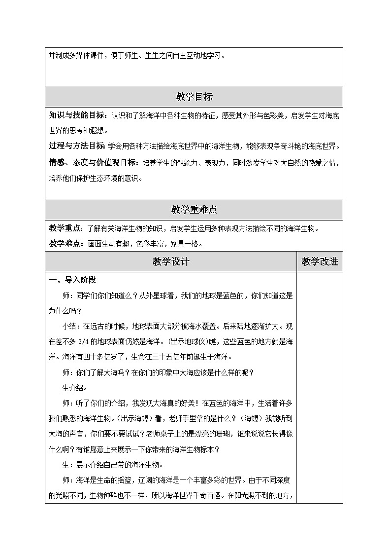 苏少版四年级上册美术《06海洋世界》教案02