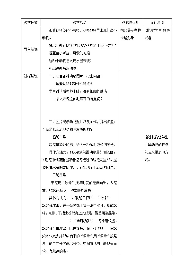 岭南版美术六年级上册11.《写意动物》(二)教案第2页
