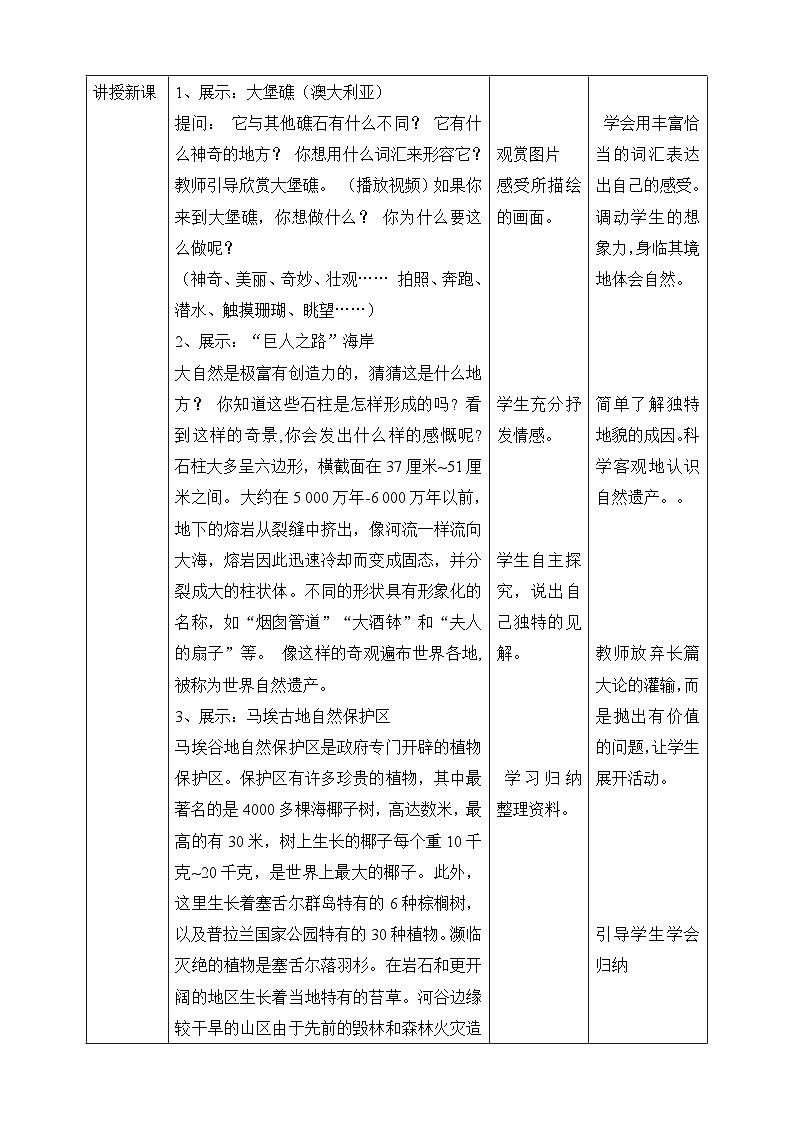 第2課《探訪自然的遺產(chǎn)》教案（表格式）第2頁(yè)