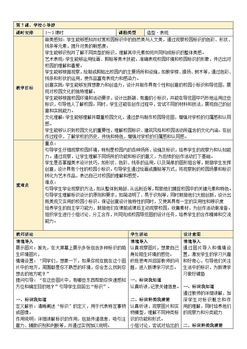 學(xué)校小導(dǎo)游（教案）-2024-2025學(xué)年嶺美版（2024）美術(shù)一年級(jí)上冊(cè)第1頁