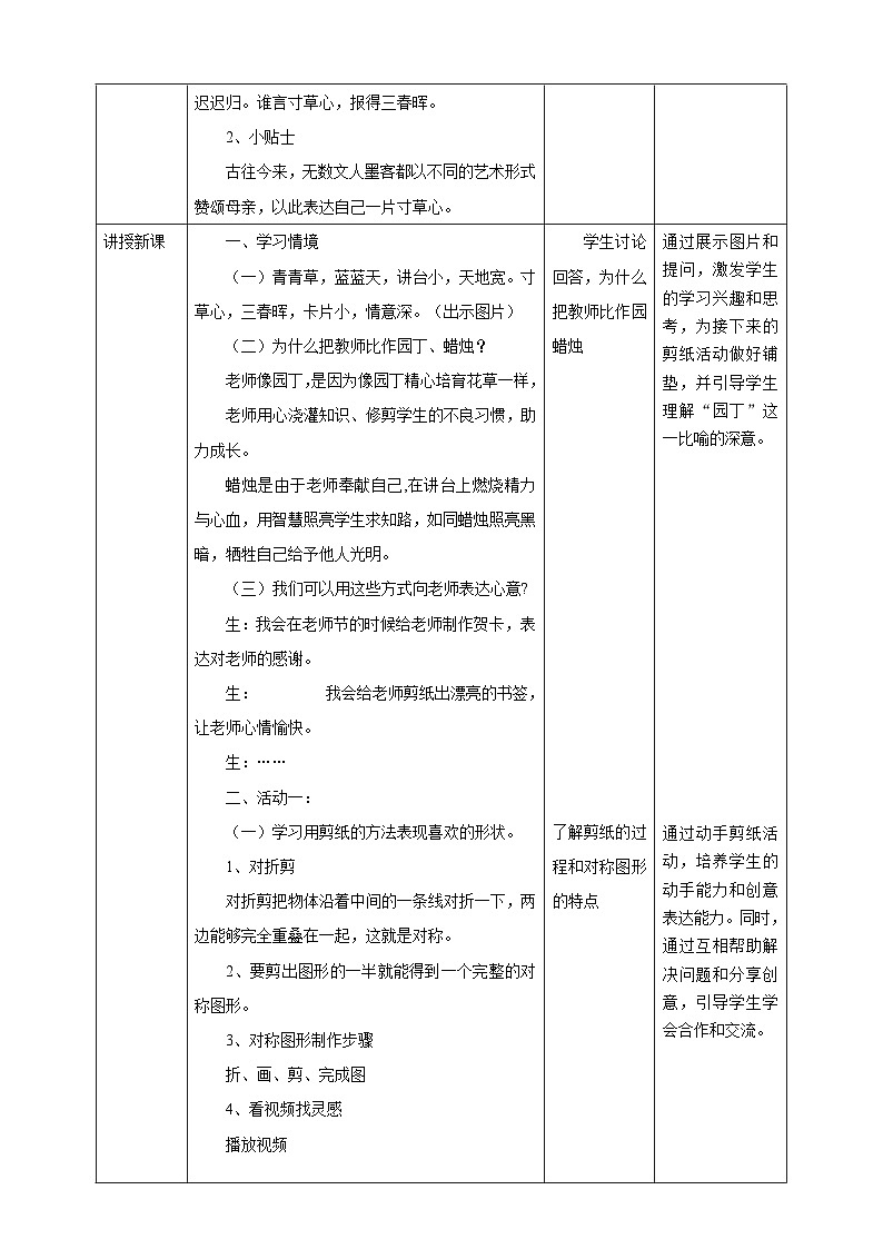 【人教版】美术 一年级上册 第二单元 3 寸草心 课时教案第2页