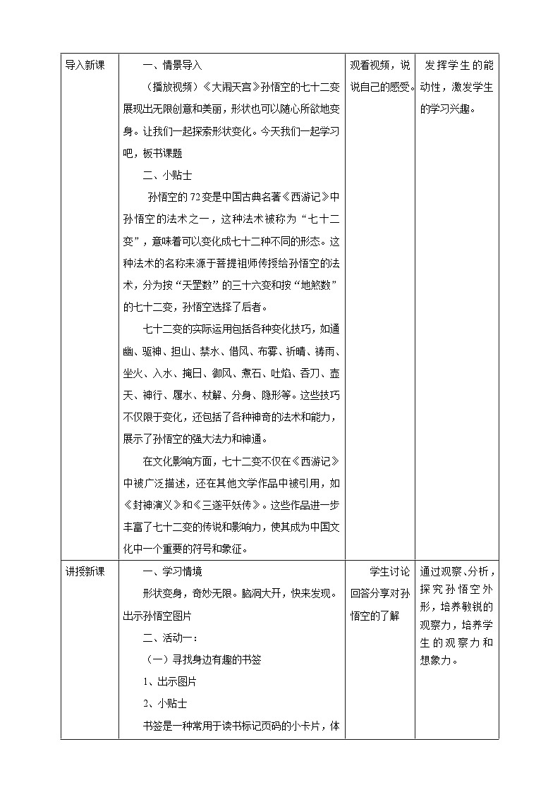 【人教版】美术 一年级上册 第三单元 3 看我七十二变 课时教案第2页