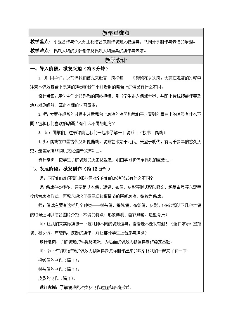 蘇少版美術(shù)六下 第19課《偶戲（一）》教案第2頁