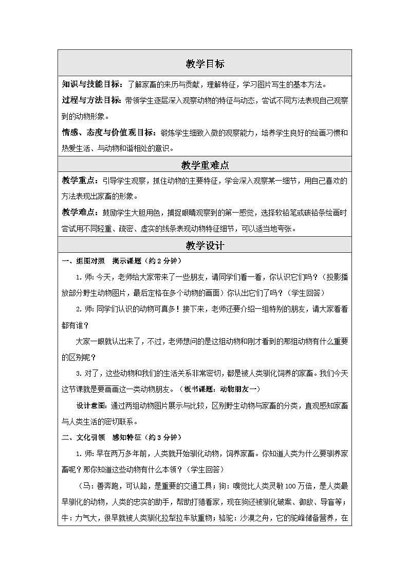 苏少版美术二下 第4课《动物朋友(一)》教案第2页
