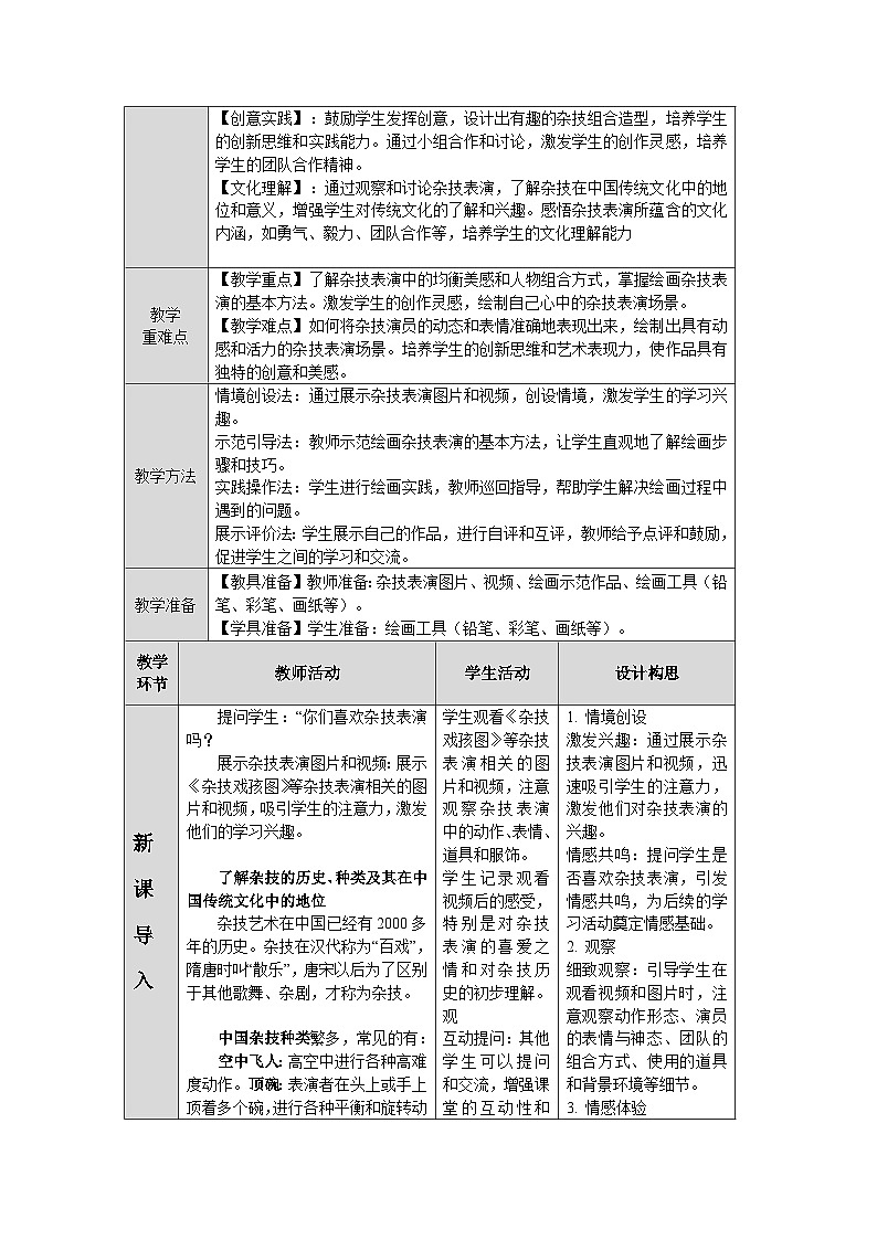 第四單元第3課《雜技高手》教學(xué)設(shè)計(jì)第2頁