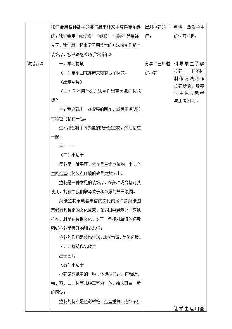 【人美版】美术 一年级上册 第五单元 2 巧手饰新年 课时教案第2页