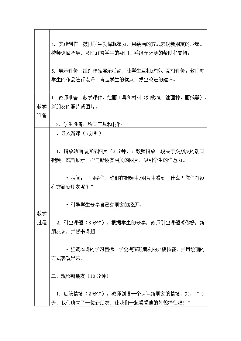 沪教版(2024)美术一上《你好,新朋友》教案第2页