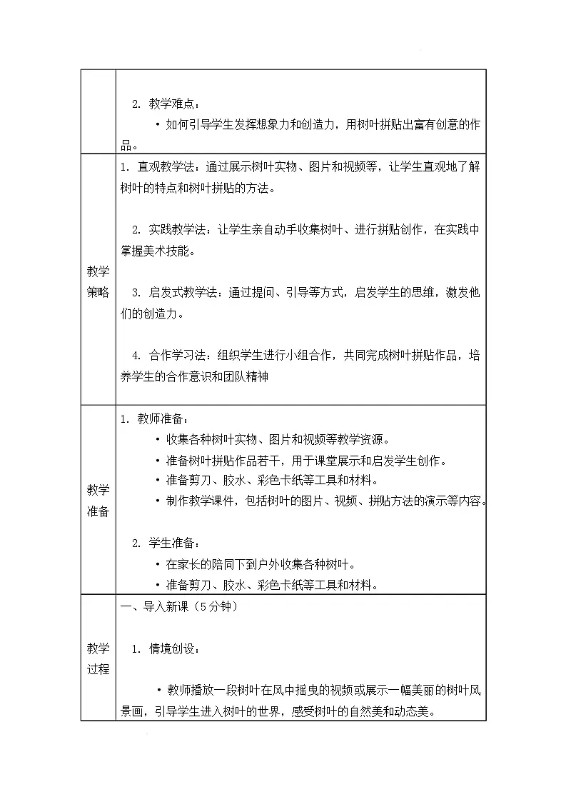 沪教版(2024)美术一上《树叶拼一拼》教案第3页