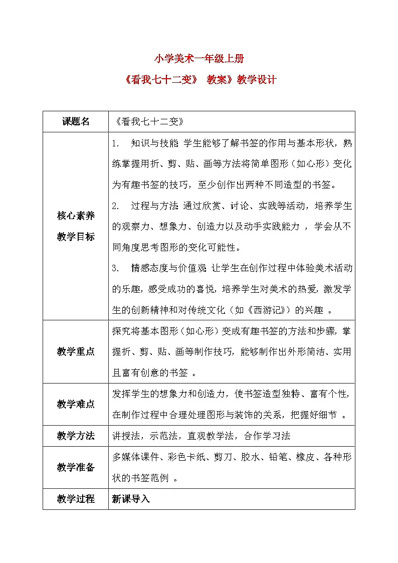 第11课《看我七十二变》 教案第1页