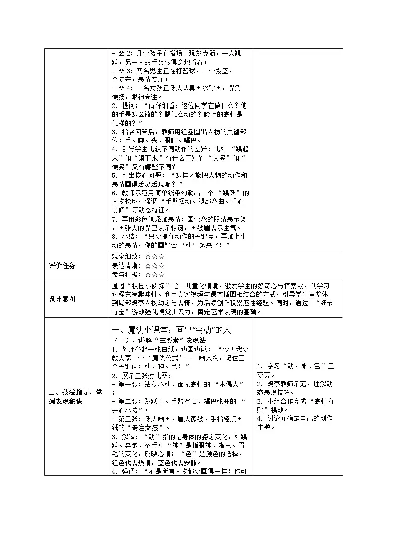 《第一单元 我上学了:2 多彩的校园》教学设计(表格版)-2024-2025学年第一学期赣美版(2024)美术一年级上册第3页