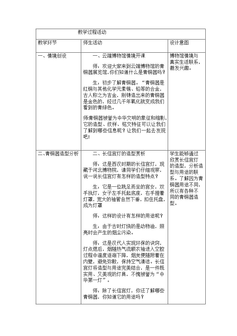 人教版小学美术五年下册 20 古代的青铜艺术(教案)第3页