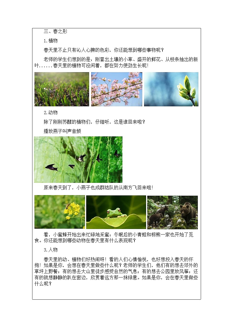 浙美版美术二年级下册1.春天在哪里-表格式教案第3页
