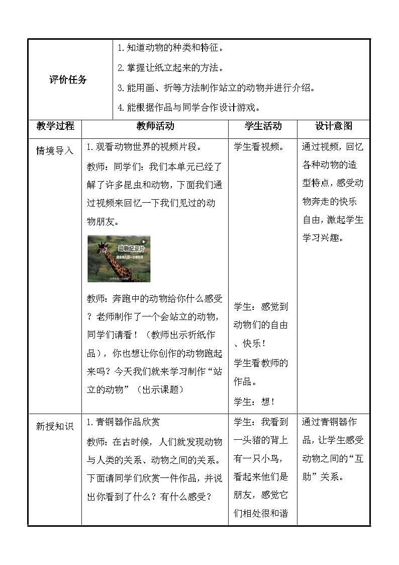 湘美版(2024)一年级上册美术第四单元第五课:站立的动物 教案第2页